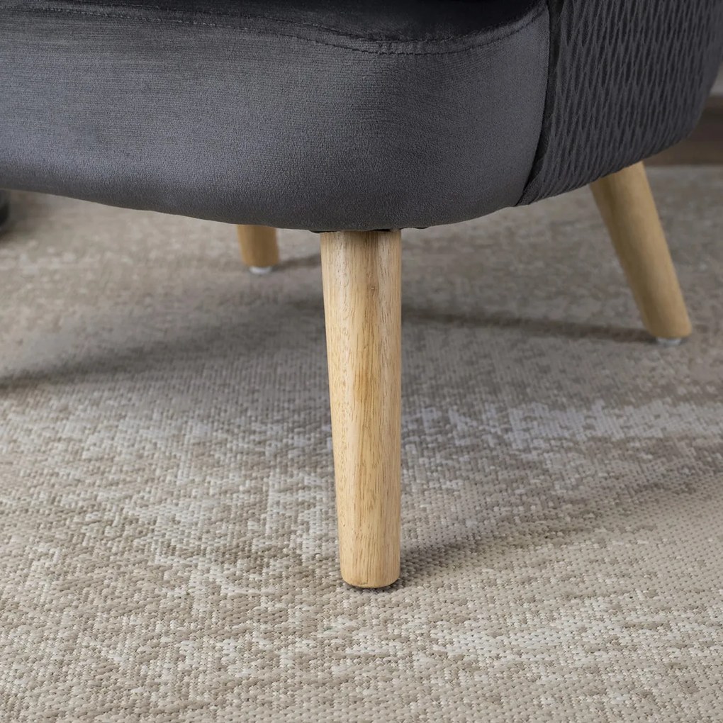 Füles Fotel Szürke Bársony Kárpittal. SANTOS