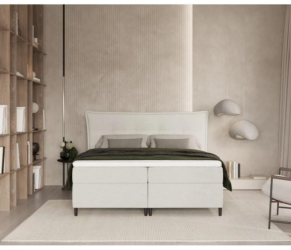 Krémszínű ágyneműtartós boxspring ágy 140x200 cm Sinai – Maison de Rêve
