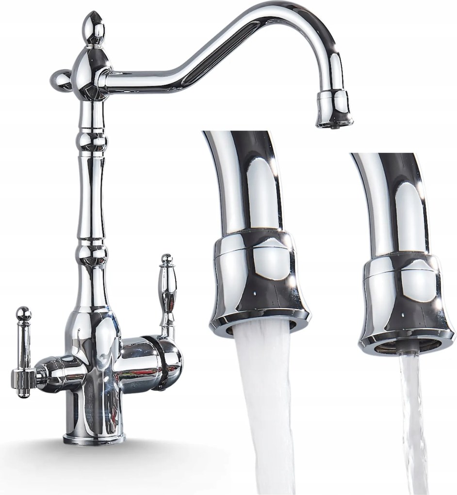 Háromutas Konyhai Csaptelep Fordított Ozmózis Szűrőhöz Mozgatható Retro Kifolyócső