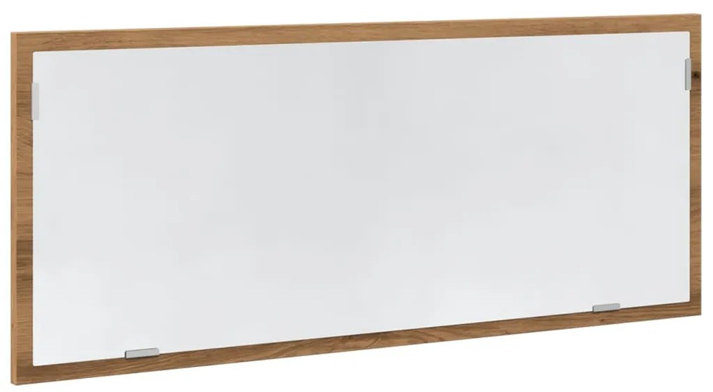kézműves tölgy szerelt fa LED-es fürdőszobatükör 100x8,5x37 cm