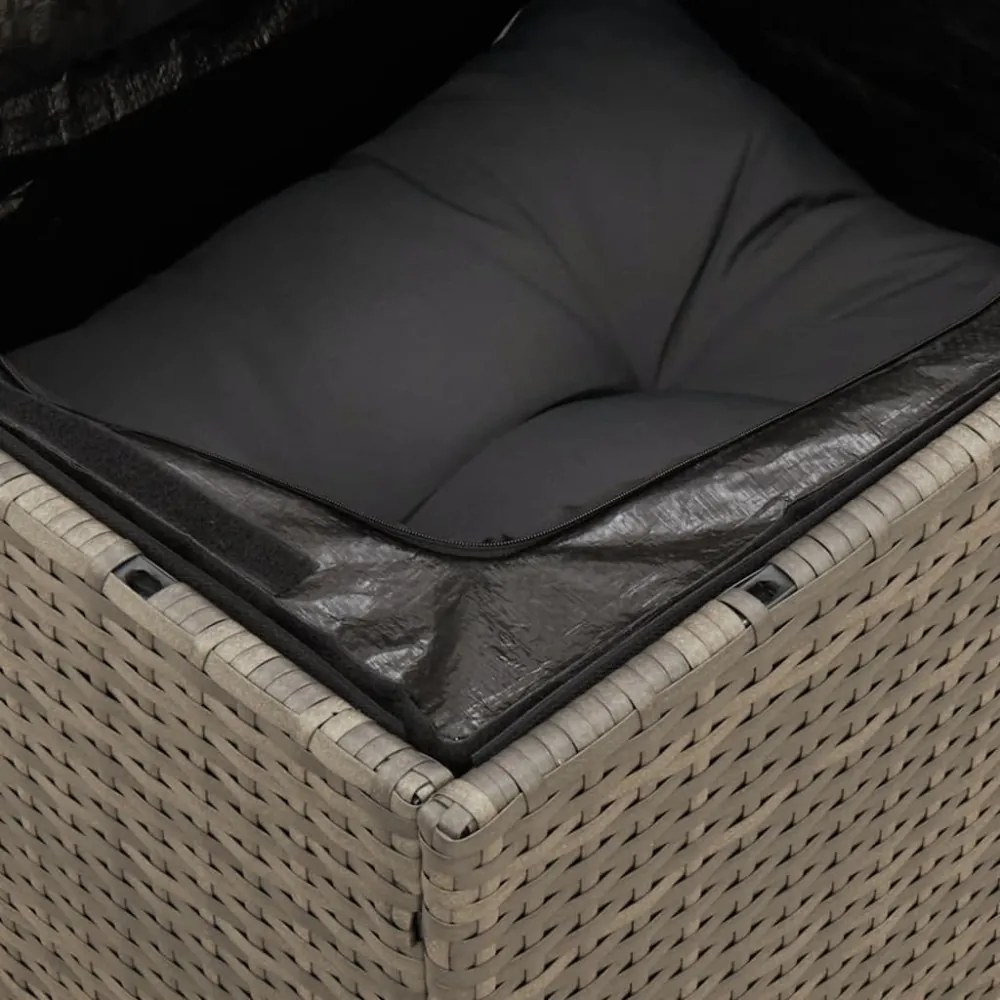 szürke polyrattan karfa nélküli kerti kanapé párnával