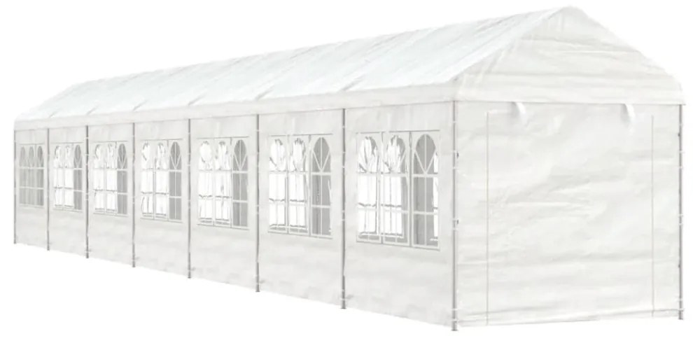 fehér polietilén pavilon tetővel 15,61 x 2,28 x 2,69 m