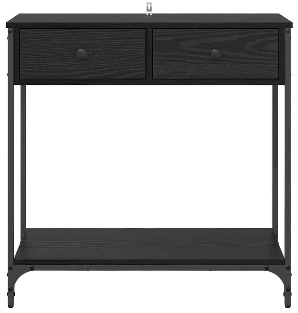 vidaXL Konzolasztal fiókkal Fekete tölgy 75 x 34,5 x 75 cm Faanyag