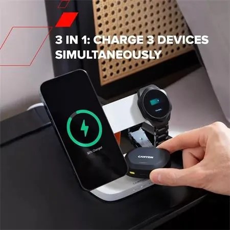 Töltőállomás, 3-az-1-ben, CANYON Hexagon 310, szürke-narancs (CAWHX310GO)