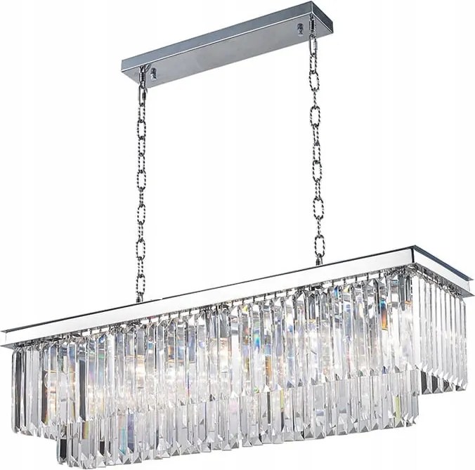 Kristály csillár lámpa Hereford Rectangle Króm 100 cm 7xE14 Iluminar