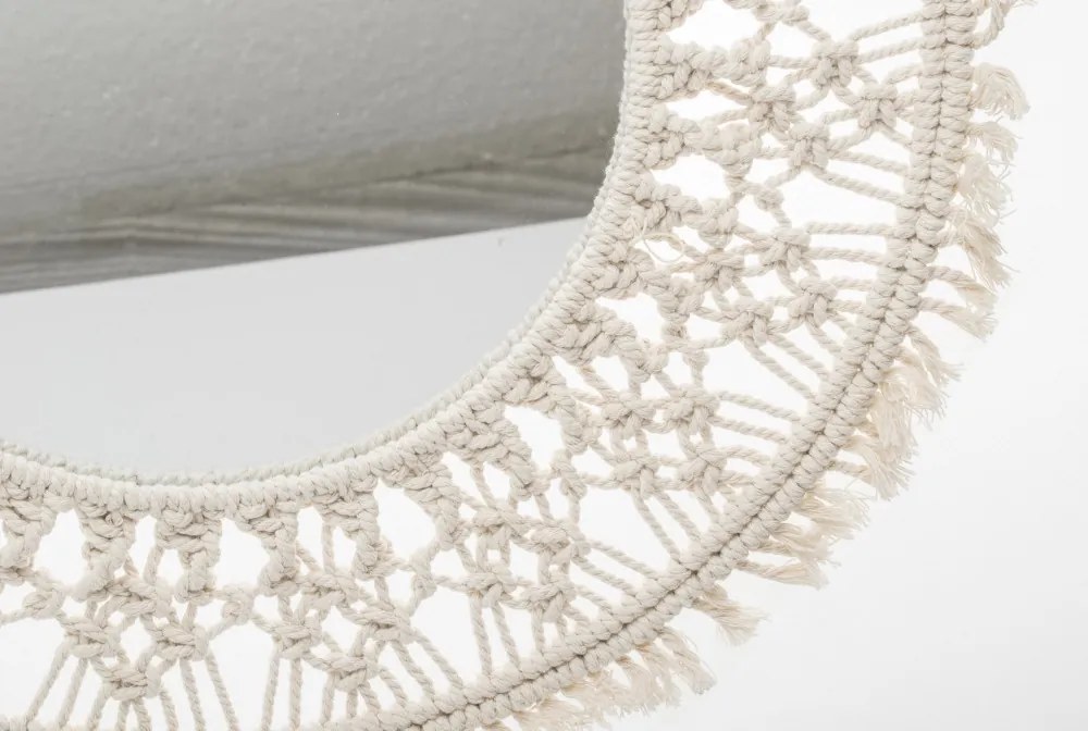 Ottoman design kerek fali tükör pamut zsínórra fonva 55x55x2cm