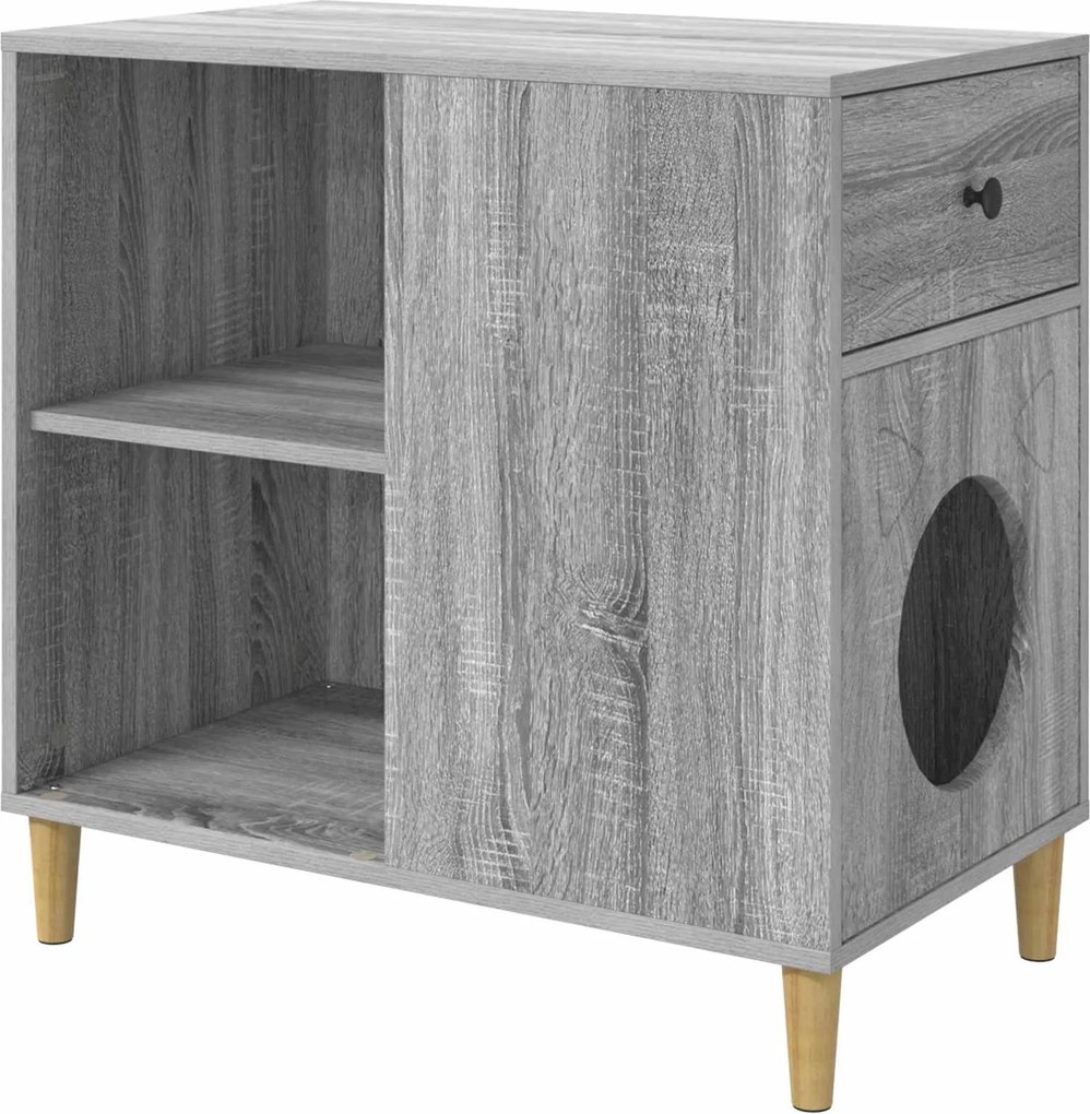 vidaXL Macska Ház Szürke Sonoma 72 x 42,5 x 70 cm Faanyag