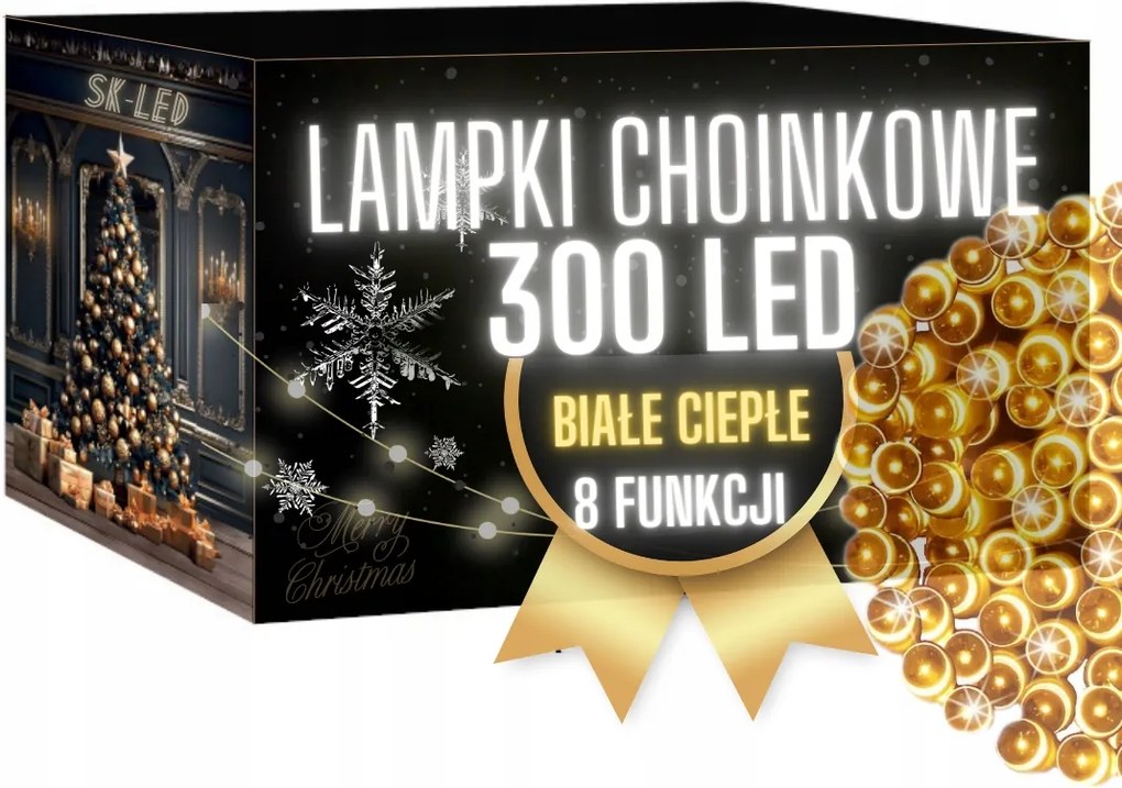 Karácsonyfa Fényfüzér 300 Led Meleg 24M Kültéri Led Karácsonyfa Fényfüzér