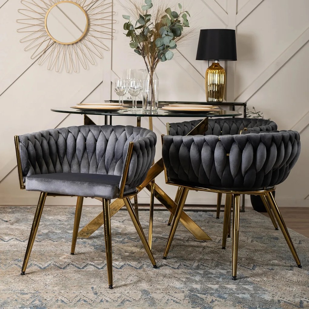 Elegáns Szürke Étkezőszék Arany Lábbal. CAPRI