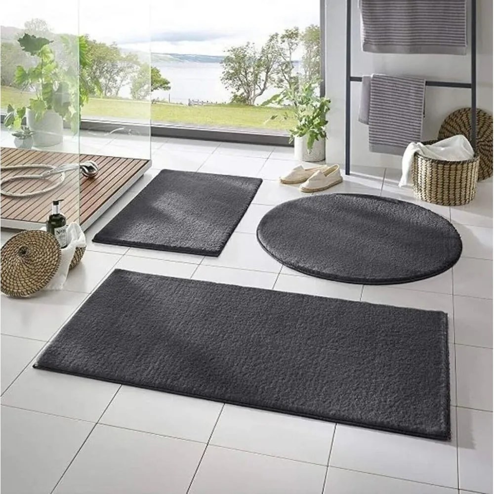 Sötétszürke fürdőszobai kilépő szett 3 db-os 50x90 cm – Mila Home