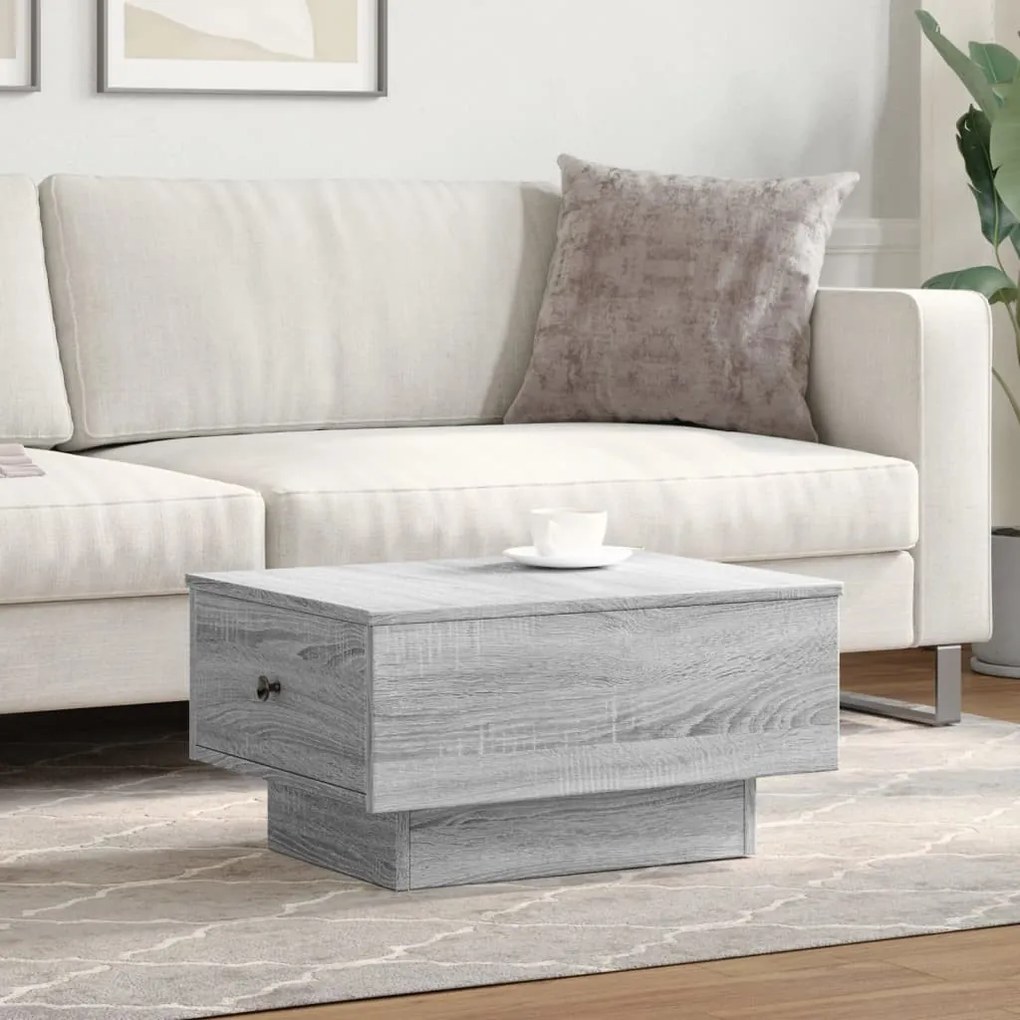 Szürke sonoma színű szerelt fa dohányzóasztal 60 x 45 x 31 cm