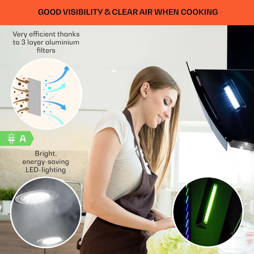 Klarstein Clara 90, páraelszívó, 509 m³/ó, érintőkijelző, környezeti háttérvilágítás