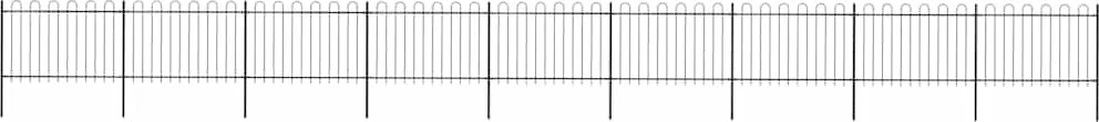 vidaXL fekete acélkerítés karikás tetejű 1603,5 x 120 cm