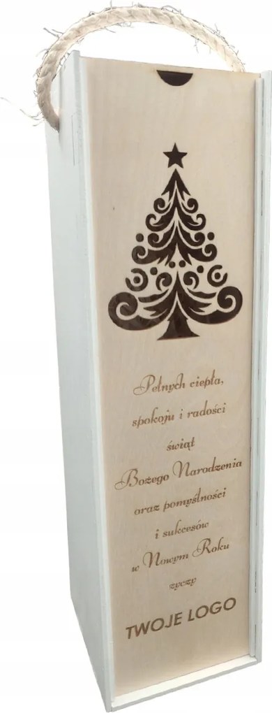 Boros fa doboz a Te Logóddal, rétegelt lemezből, fehér színű