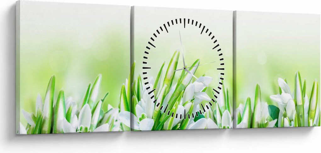 Kép - Hóvirág (órával) (90x30 cm)