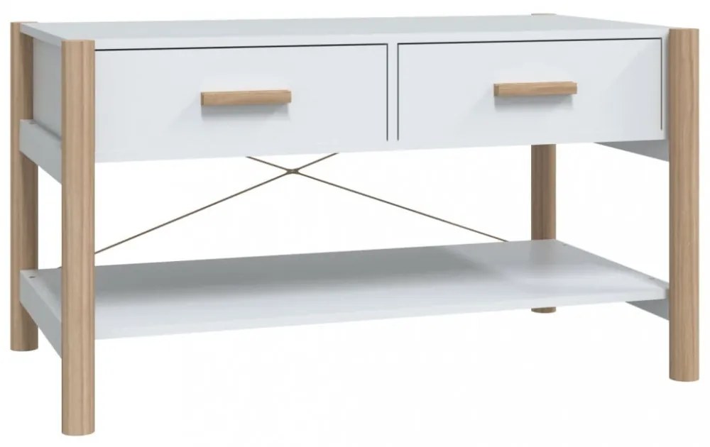 fehér szerelt fa dohányzóasztal 82 x 48 x 45 cm