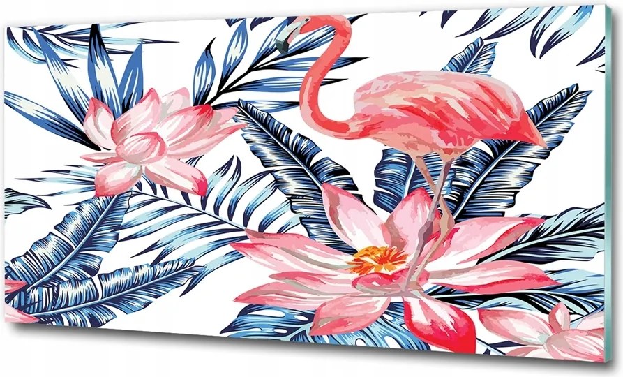 Fotó-üvegkép Flamingók és növények 100x70