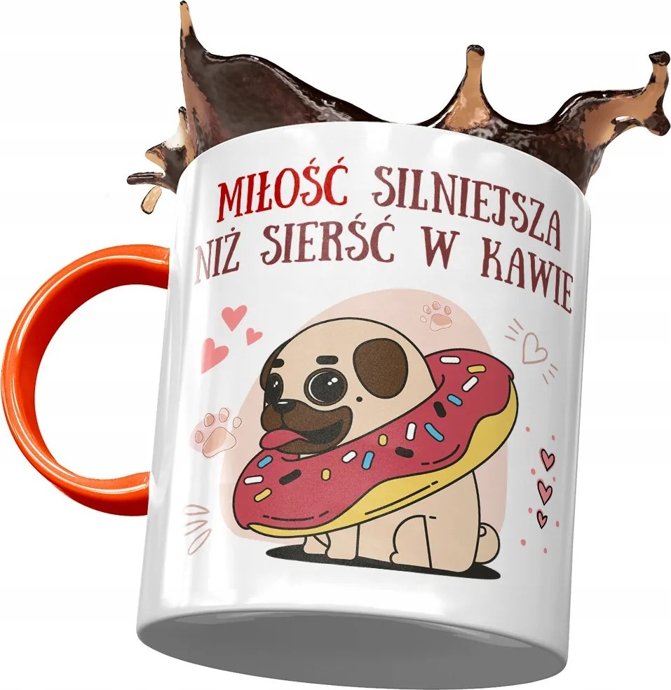 Narancssárga bögre Kutyával Aranyos Ajándék Nyomtatott Fotóval