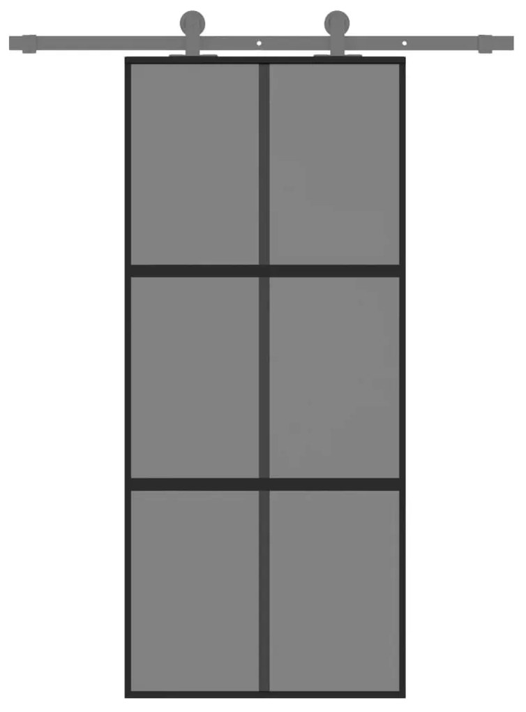 Fekete edzett üveg és alumínium tolóajtó 90 x 205 cm