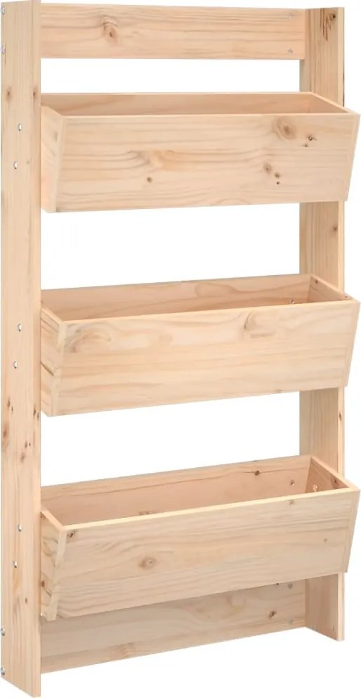 vidaXL 3 szintes tömör fenyőfa fali virágtartó 60 x 18,5 x 110 cm