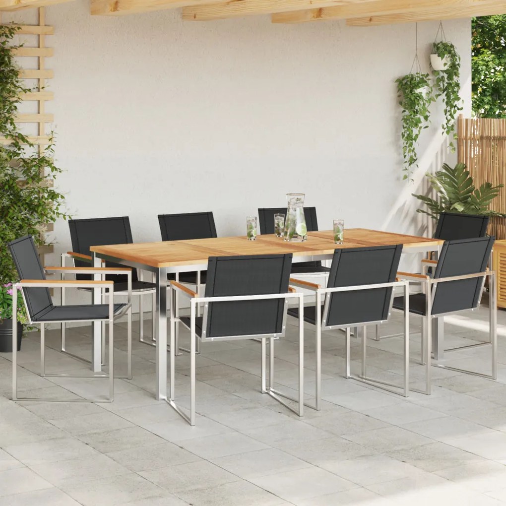 Kertiétkezőkészlet 9 pcs Tömör Teakfa