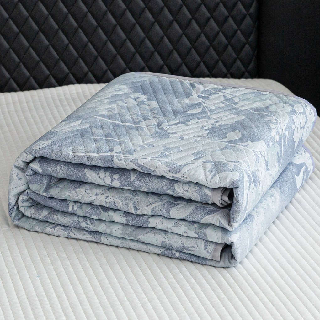 FLOWERS ágytakaró kék/szürke Méret: 200 x 220 cm