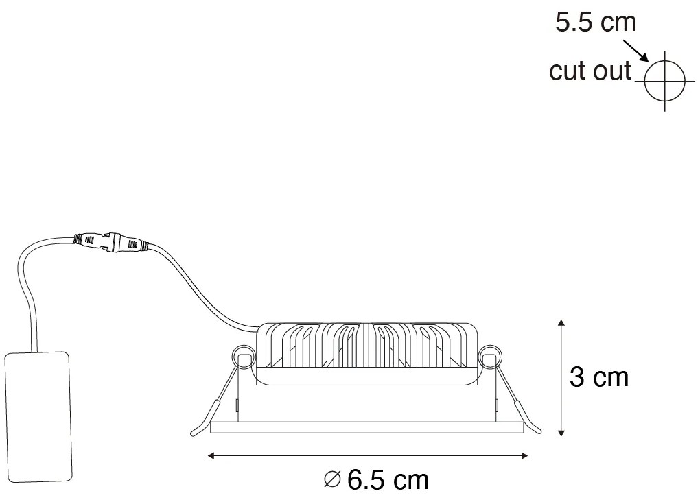 6 db-os fekete dönthető beépíthető spotlámpa szett 6,5 cm LED-del IP54 ultra vékony - Pupil