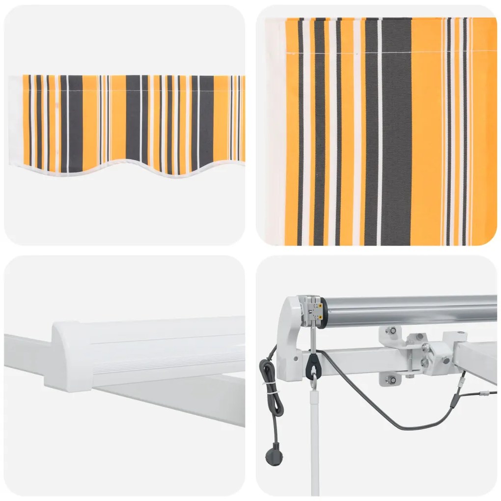 Automata Behúzható Napellenző LED Multicolour Csíkkal 600x350 cm