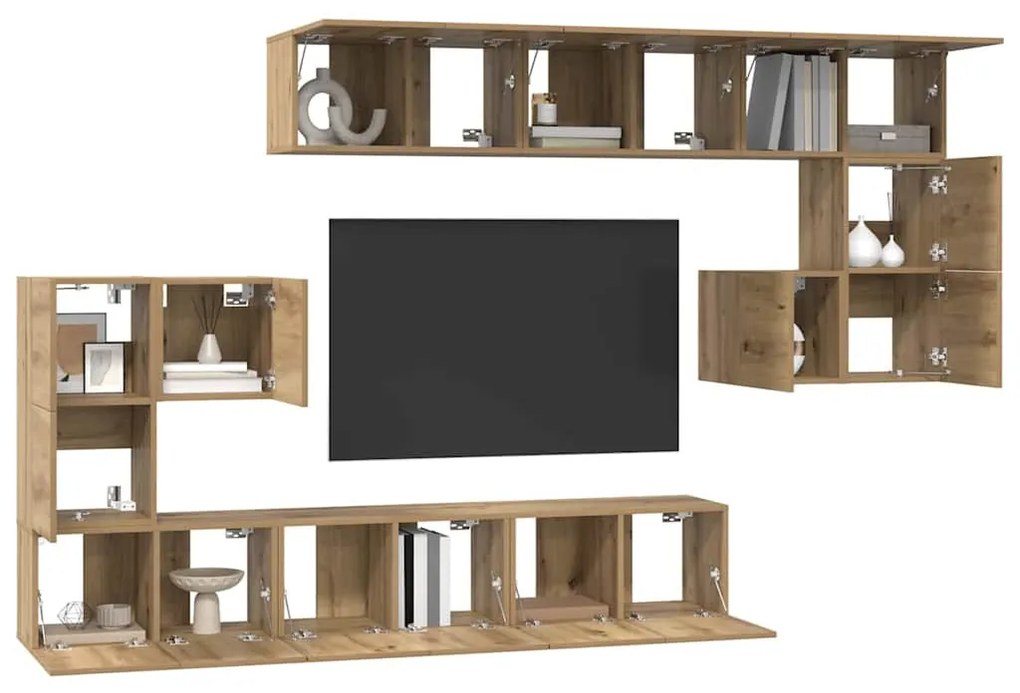 TV szekrény garnitúra 10 pcs kézműves tölgy 60 x 30 x 30 cm