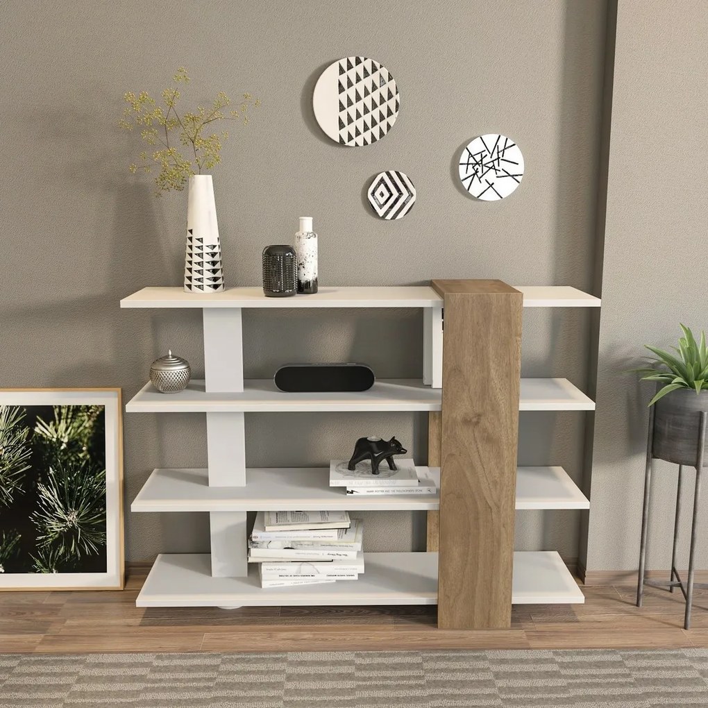 Nur White and Walnut könyvespolc