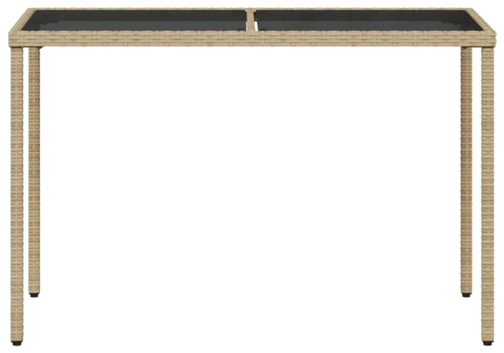 bézs polyrattan üveglapos kerti asztal 115x54x74 cm