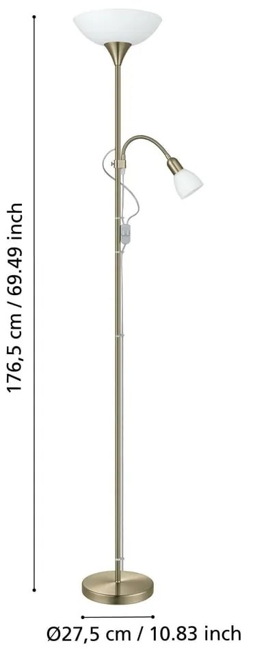 Bronzszínű állólámpa üveg búrával (magasság 176,5 cm) UP 2 – EGLO