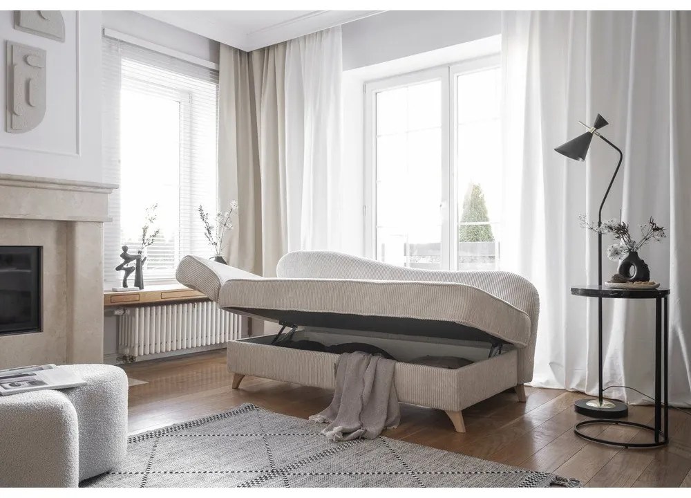 Bézs kordbársony heverő (bal oldali) Chic Charlotte – Miuform