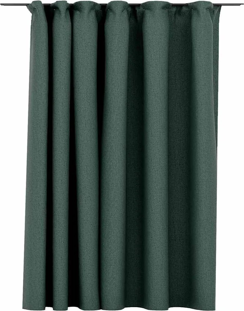 vidaXL zöld vászonhatású sötétítőfüggöny kampókkal 290 x 245 cm