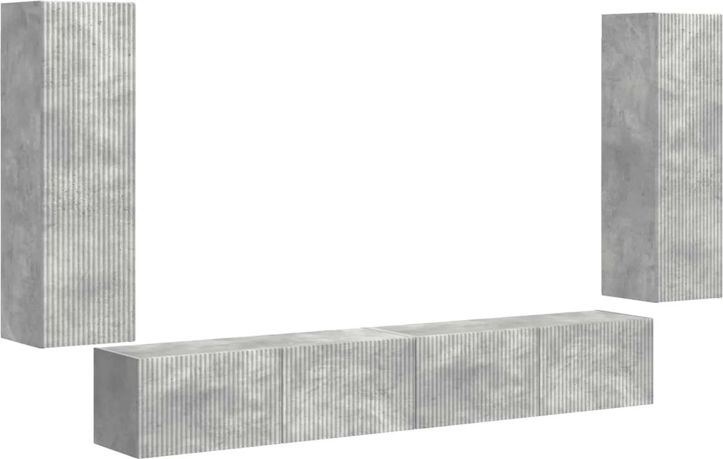 vidaXL TV falit kabinet szett 4 pcs Beton Szürke Faanyag