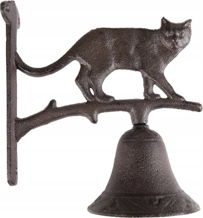 Barna öntöttvas csengő macskával