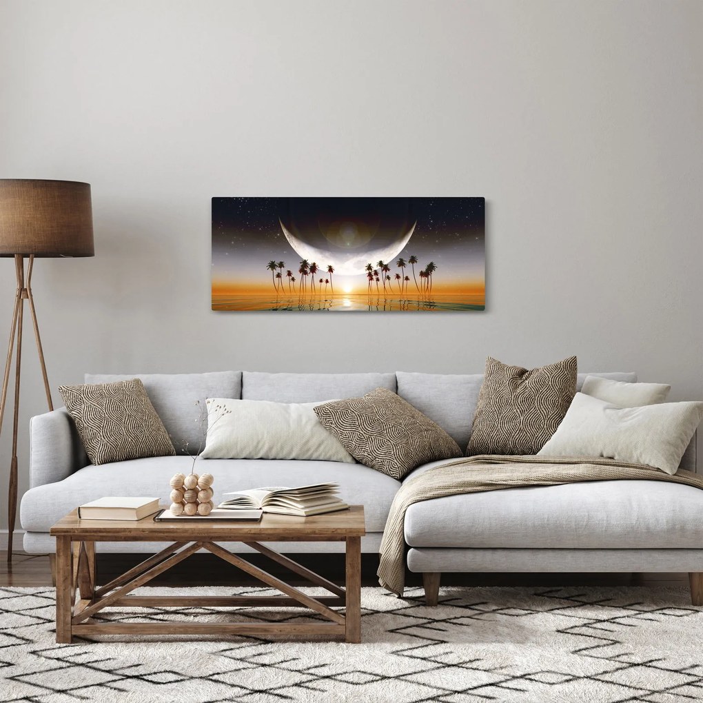 Kép - Hold a pálmafák felett (120x50 cm)