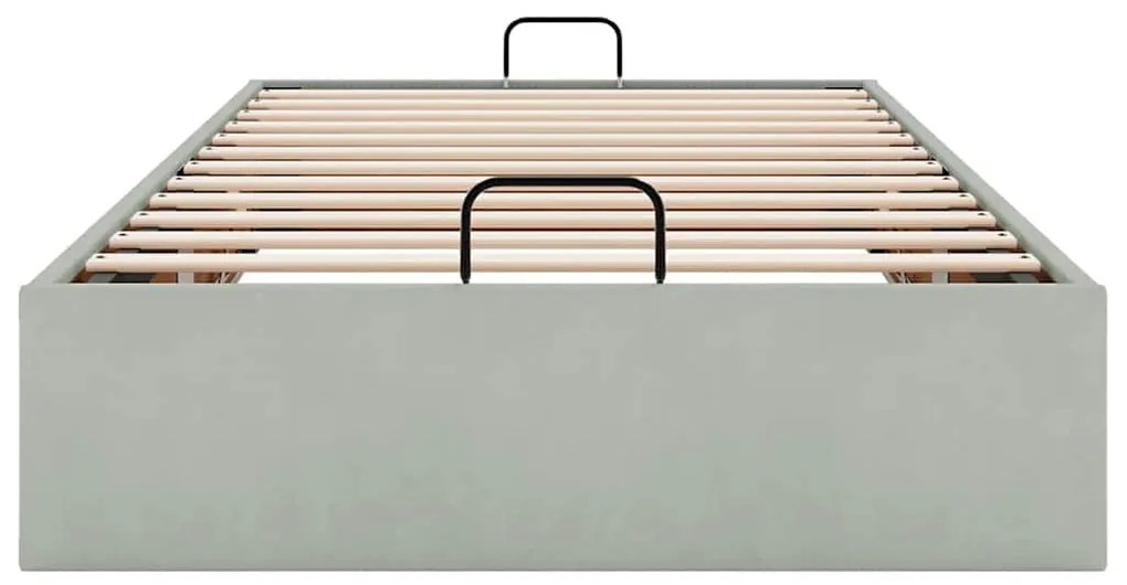 Ottomán ágykeret matrac nélkül Világosszürke 80x200 cm bársony