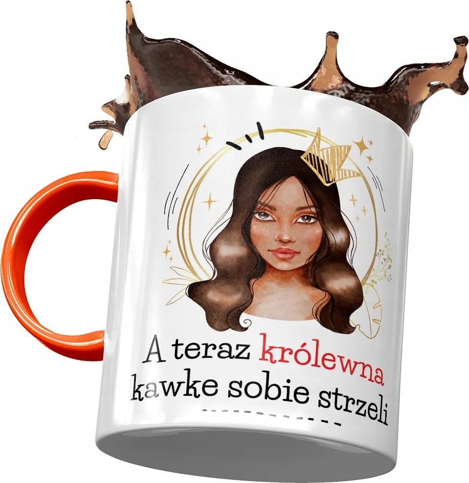Narancssárga Bögre Vicces Királylány Kávé Lövöldözős Nyomtatott Fotóval