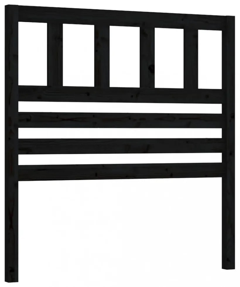 fekete tömör fenyőfa ágy fejtámla 81 x 4 x 100 cm