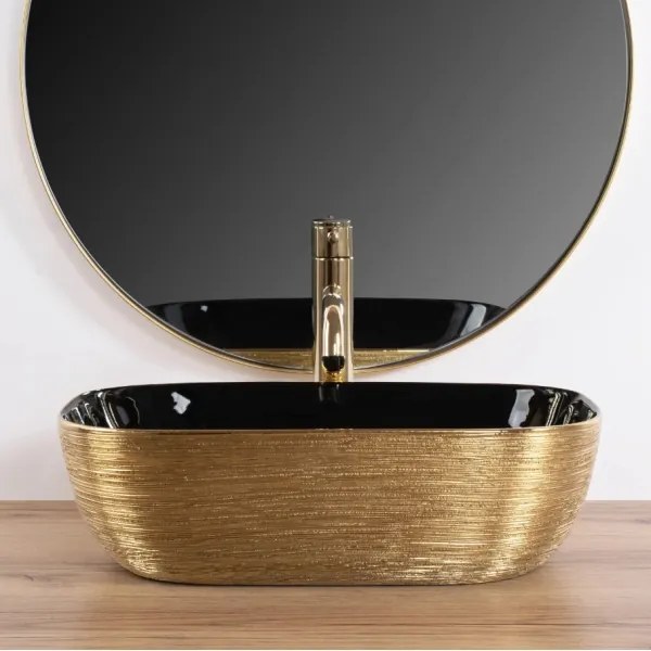 REA-U8780 - Ráépíthető mosdó BELINDA 33x46,5 cm kerámia/fekete/arany