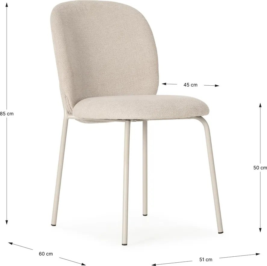 Krémszínű étkezőszék szett 4 db-os Daia – Marckeric