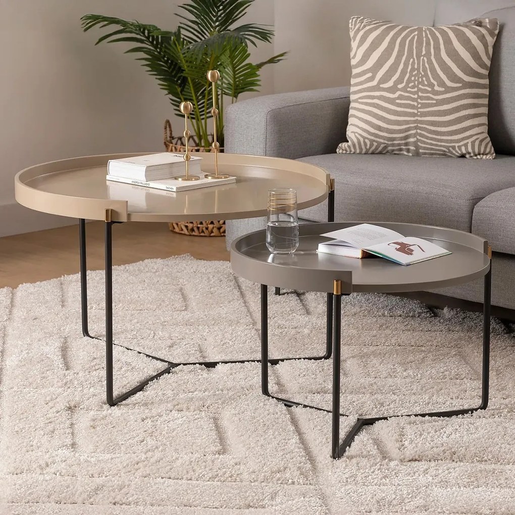 Összecsukható asztal Mandy Beige, 2 db