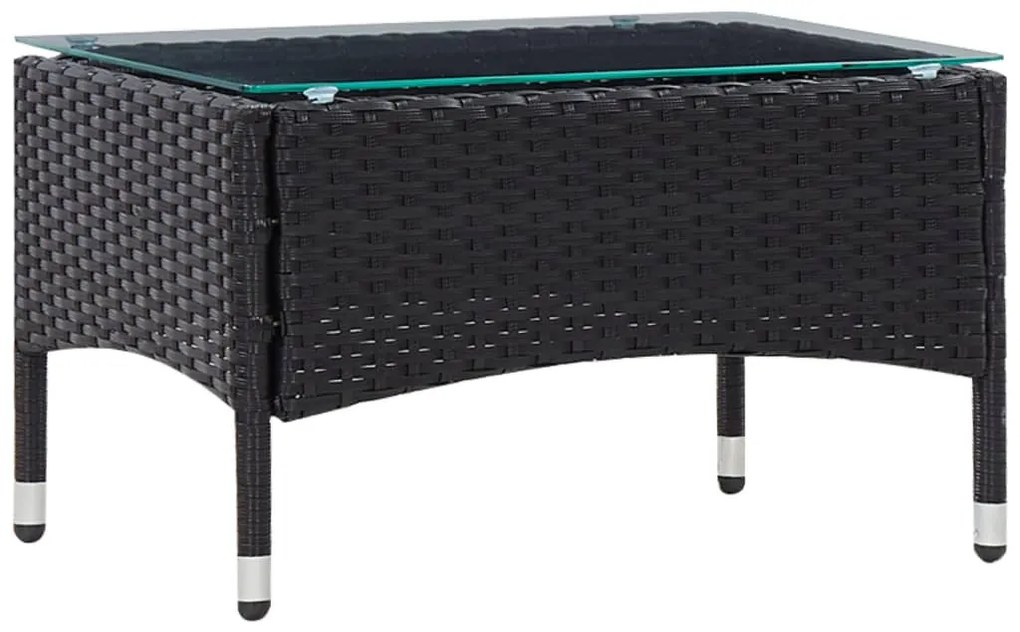 4 részes fekete polyrattan kerti ülőgarnitúra párnákkal