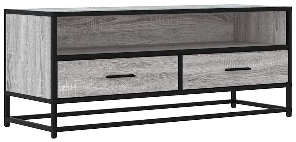 szürke sonoma színű szerelt fa és fém TV-szekrény 100x34,5x40cm