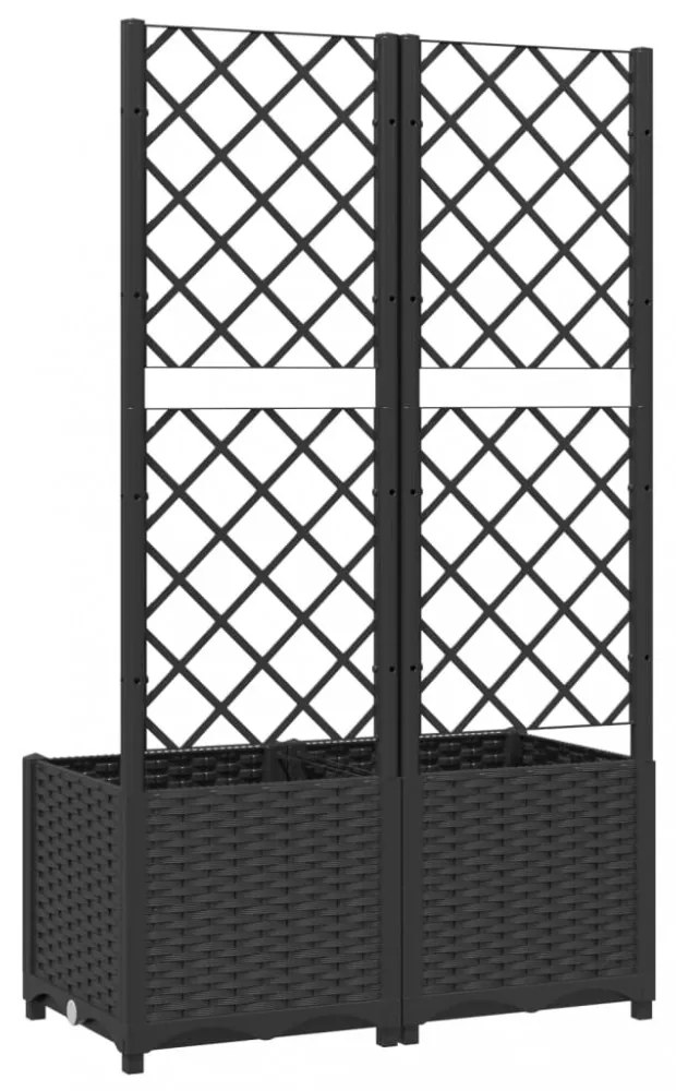 fekete polipropilén rácsos kerti ültetőláda 80 x 40 x 136 cm