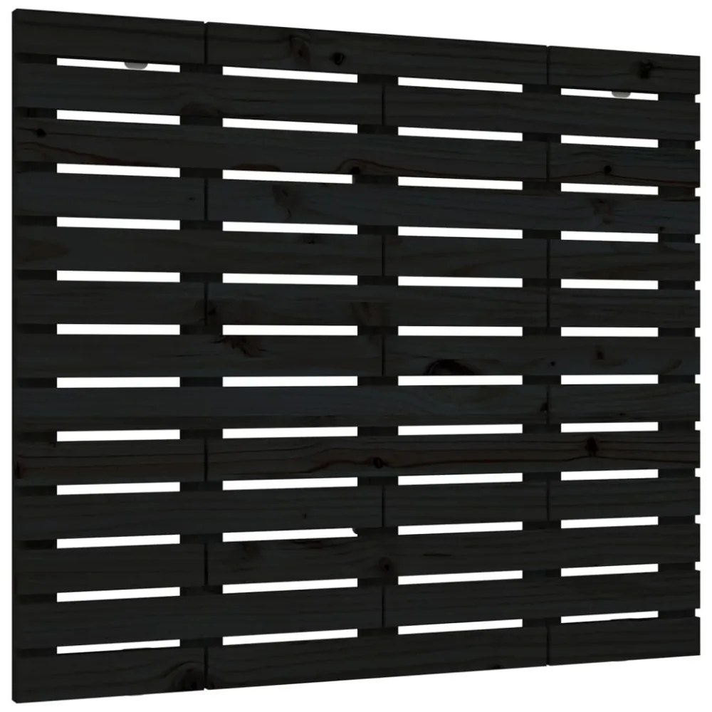 fekete tömör fenyőfa fali fejtámla 81 x 3 x 91,5 cm