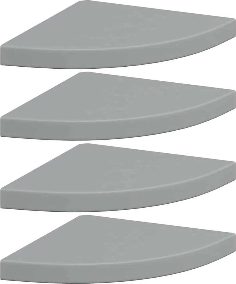 vidaXL 4 db szürke MDF lebegő sarokpolc 35 x 35 x 3,8 cm