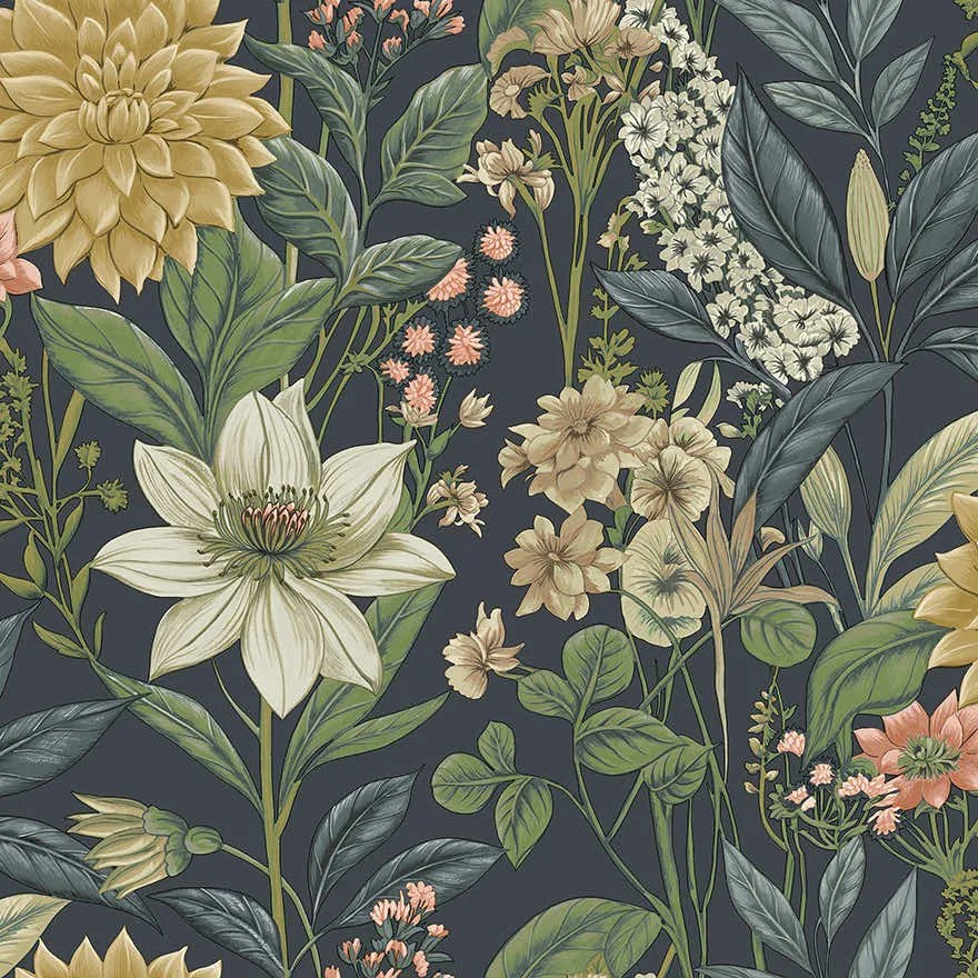 Holden Decor Wanderlust Clematis sötétkék virágos vlies tapéta – 92062