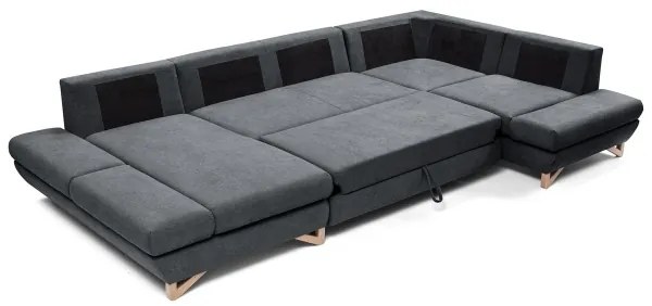 U-alakú, kihúzható kárpitozott sarokgarnitúra tárolóhellyel AVESTA, antracit